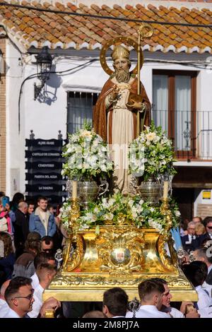 Festival di San Hilario di Poitiers nella cima della montagna pueblo di Comares, Axarquia, Malaga, Andalucía, Spagna Foto Stock