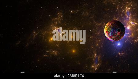 Fantastico sfondo astratto dalle stelle e galattico nello spazio. Spirale frattale. Foto Stock