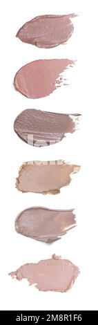 Campioni cosmetici su sfondo bianco Foto Stock