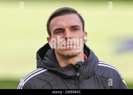 Newcastle, Regno Unito. 15th Jan, 2023. João Palhinha #26 di Fulham arriva davanti alla partita della Premier League Newcastle United vs Fulham a St. James's Park, Newcastle, Regno Unito, 15th gennaio 2023 (Photo by Mark Cosgrove/News Images) a Newcastle, Regno Unito, il 1/15/2023. (Foto di Mark Cosgrove/News Images/Sipa USA) Credit: Sipa USA/Alamy Live News Foto Stock