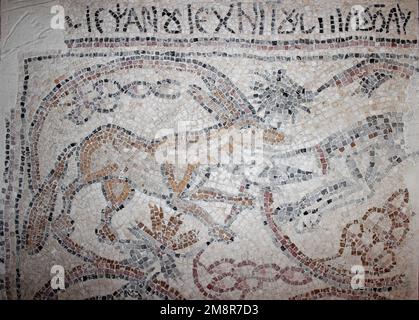 Ajloun Castello, Giordania - mosaico bizantino Foto Stock