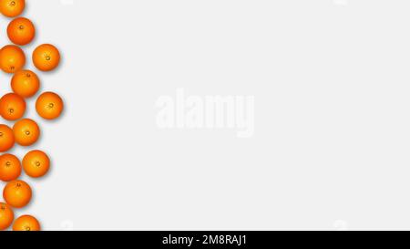 Sfondo con arance. Molte arance su sfondo chiaro. Banner. Foto Stock