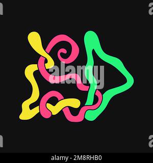 LSD word, trippy psichedelic style letters.Vector disegnata a mano doodle cartoon character illustration.Funny Cool trippy letters,LSD, acid fashion,60s style print for t-shirt,poster concept Illustrazione Vettoriale