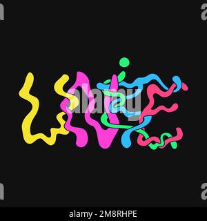 Unisci parola, trippy stile psichedelico Letters.Vector disegnata a mano doodle Illustration.Funny lettere trippy cool, unire, acid fashion,60s,70s stile di stampa per t-shirt, poster concetto Illustrazione Vettoriale