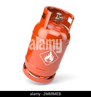 Bombola di gas con GNL naturale o gas GPL isolato su bianco. illustrazione 3d Foto Stock