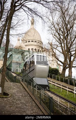 Particolare della Funicolare di Montmartre a Parigi, Francia Foto Stock