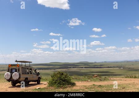 Safari in jeep a Masai Mara Foto Stock