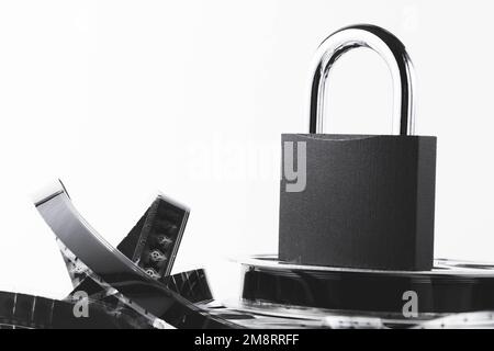 Noleggio film vietato. Blocco degli annunci. Film vietato. Elenco delle sanzioni nella produzione cinematografica. Foto Stock