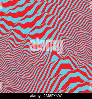 Sfondo di forme d'onda. Dynamic effetto visivo. Distorsione della superficie. Modello con illusione ottica. Vettore illustrazione striato. Le onde sonore. Illustrazione Vettoriale