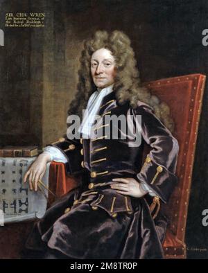 CHRISTOPHER WREN (1632-1723) architetto inglese dipinto da Godfrey Kneller nel 1711 Foto Stock