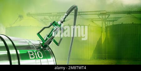 Concetto di decarbonizzazione del carburante biologico a emissioni di carbonio neutre Foto Stock