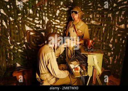 Pilota americano e soldato di trasmissione a Fort de la Cite d'Alet, 39-45 Mémorial, WW II, Saint-Malo, Ille-et-Vilaine, Bretagne, Francia, Europa Foto Stock