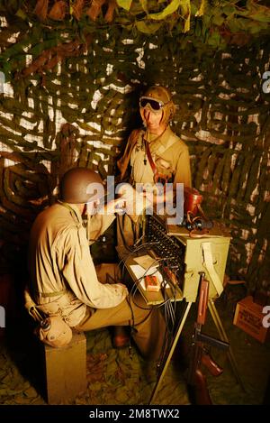 Pilota americano e soldato di trasmissione a Fort de la Cite d'Alet, 39-45 Mémorial, WW II, Saint-Malo, Ille-et-Vilaine, Bretagne, Francia, Europa Foto Stock