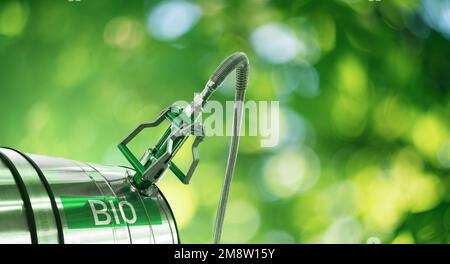 Concetto di decarbonizzazione del carburante biologico a emissioni di carbonio neutre Foto Stock