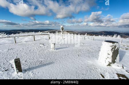 Vista dal monte Keprnik, dalle montagne Jeseniky o Jesenik, Moravia, Repubblica Ceca Foto Stock