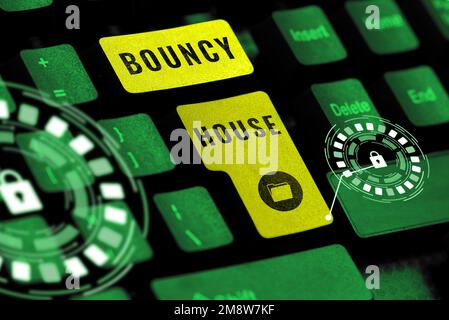 Firma scritta a mano Bouncy House. Business showcase programma automatizzato che gira su Internet intelligenza artificiale Foto Stock