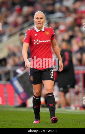 Maria Thorisdottir #3 del Manchester United durante la partita della fa Women's Super League Manchester United Women vs Liverpool Women al Leigh Sports Village, Leigh, Regno Unito, 15th gennaio 2023 (Photo by Steve Flynn/News Images) Foto Stock