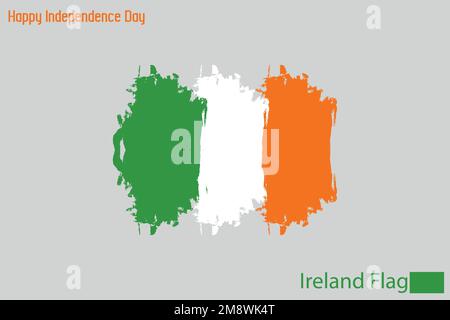 Ireland National Flag Artistic Grunge Brush Stroke Illustrazione Vettoriale