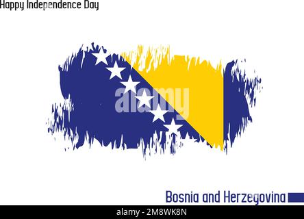 Bandiera nazionale di Bosnia-Erzegovina vettore di scorta disegnato con tratti di pennello Illustrazione Vettoriale