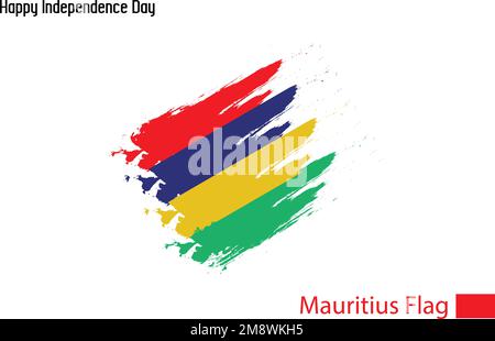 Mauritius National Flag Artistic Grunge Brush Stroke Illustrazione Vettoriale