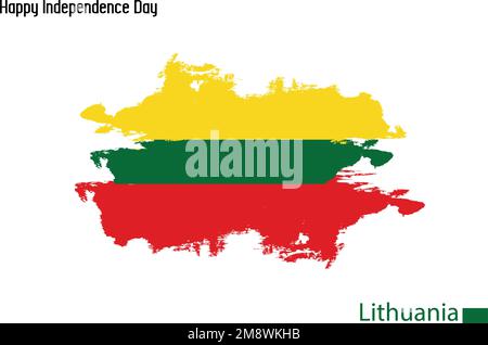 Gruge Brush Stroke Vecctor Design su Painted of Lithuania Flag Illustrazione Vettoriale