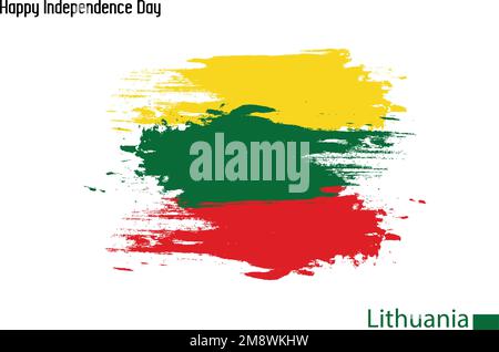 Gruge Brush Stroke Vecctor Design su Painted of Lithuania Flag Illustrazione Vettoriale