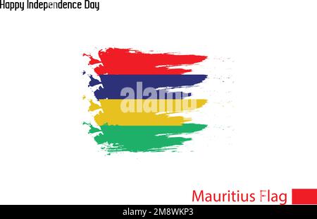 Mauritius National Flag Artistic Grunge Brush Stroke Illustrazione Vettoriale