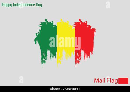 Mali National Flag Artistic Grunge Pennello Stroke Concept Vector Design Illustrazione Vettoriale