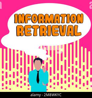 Didascalia di testo che presenta il recupero delle informazioni. Approccio aziendale Un luogo in cui i dati vengono archiviati e possono essere trovati Foto Stock