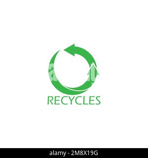 cerchio verde frecce processo di riciclo icona simbolo geometrico rapido vettore Illustrazione Vettoriale
