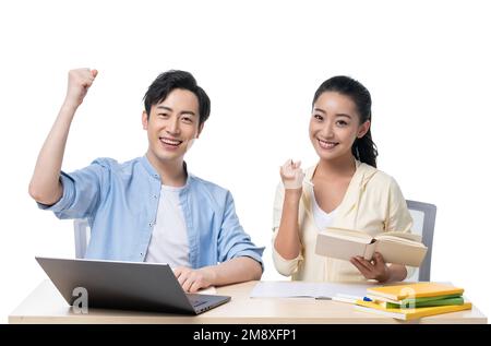 Giovani uomini e donne imparano insieme Foto Stock