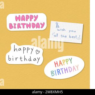 Insieme di felice vettore tipografico di compleanno Illustrazione Vettoriale