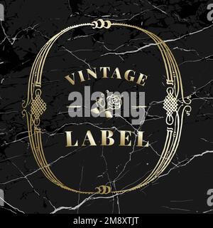 Elemento ornamentale vettoriale con badge oro vintage Illustrazione Vettoriale