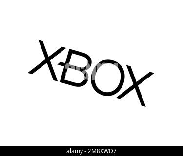 Xbox Games Store, logo ruotato, sfondo bianco B Foto Stock