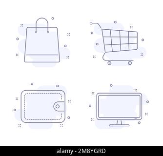 e commerce delineare illustrazioni vettoriali isolate Illustrazione Vettoriale