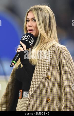 Napoli, Italia. 13 Jan, 2023. Diletta Leotta giornalista di DAZN Italia, durante la Serie A TIM match tra SSC Napoli e Juventus FC allo Stadio Diego Foto Stock