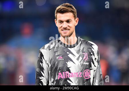 Napoli, Italia. 13 Jan, 2023. Daniele Rugani della Juventus FC durante la Serie Una partita tra SSC Napoli e Juventus FC allo Stadio Diego Armando Maradon Foto Stock