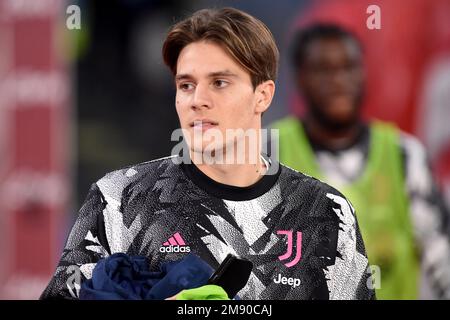 Napoli, Italia. 13 Jan, 2023. Nicolo Fagioli della Juventus FC durante la Serie Un incontro tra SSC Napoli e Juventus FC allo Stadio Diego Armando Maradon Foto Stock