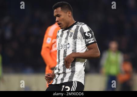 Napoli, Italia. 13 Jan, 2023. Alex Sandro della Juventus FC durante la Serie A match tra SSC Napoli e Juventus FC allo Stadio Diego Armando Maradona N. Foto Stock
