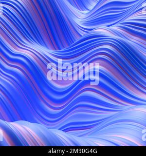 Struttura astratta a righe ondulate colorata in blu e rosa Foto Stock