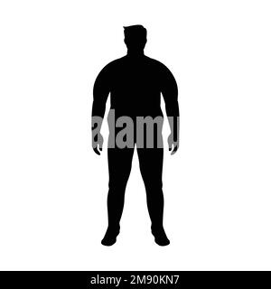 Silhouette di uomo grasso. Indice del corpo e design sovrappeso Illustrazione Vettoriale