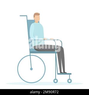 Uomo con disabilità in sedia a rotelle. Illustrazione vettoriale. Illustrazione Vettoriale