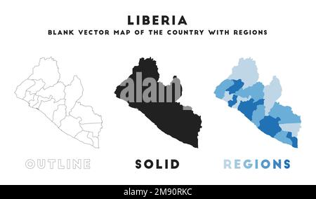 Mappa della Liberia. Confini della Liberia per la vostra infografica. Forma del paese vettoriale. Illustrazione vettoriale. Illustrazione Vettoriale