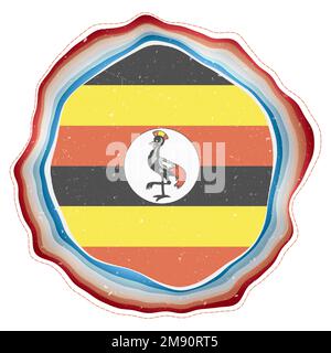 Bandiera Uganda in cornice. Distintivo del paese. Cartello circolare a strati intorno alla bandiera ugandese. Attraente illustrazione vettoriale. Illustrazione Vettoriale
