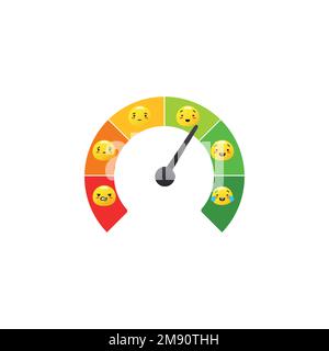 Performance scala di umore. Indicatore da verde migliore a rosso terribile Illustrazione Vettoriale