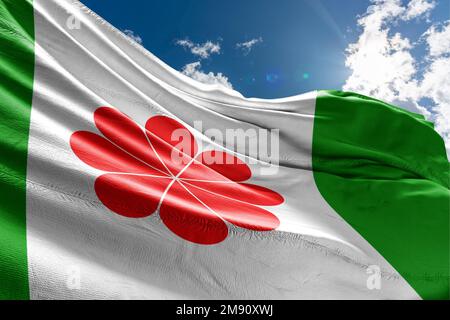 Variante indipendente della proposta della bandiera di Taiwan, simbolo di quattro cuori in armonia, proposta della bandiera verde di Taiwan Foto Stock