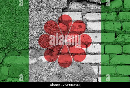 Variante indipendente della proposta della bandiera di Taiwan, simbolo di quattro cuori in armonia, proposta della bandiera verde di Taiwan Foto Stock