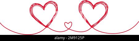 Banner con grungy grungy cuore scribbles isolato su sfondo bianco Illustrazione Vettoriale