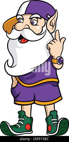 Personaggio Garden Gnome che indossa una maglia sportiva Illustrazione Vettoriale
