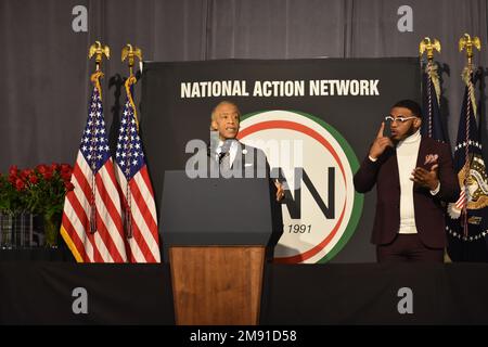 Washington, Stati Uniti. 16th Jan, 2023. Al Sharpton fa le sue osservazioni al National Action Network Martin Luther King, Jr. Colazione giornaliera a Washington, DC il 16 gennaio 2023. (Foto di Kyle Mazza/Sipa USA) Credit: Sipa USA/Alamy Live News Foto Stock